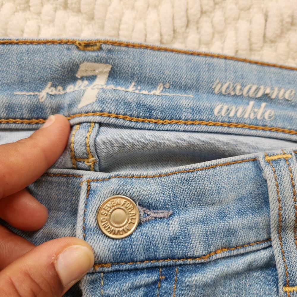 7 For All Mankind Roxanne Ankle Denim Jeans Size 29 Mid-Rise Light Wash Skinny - Picture 3 of 9